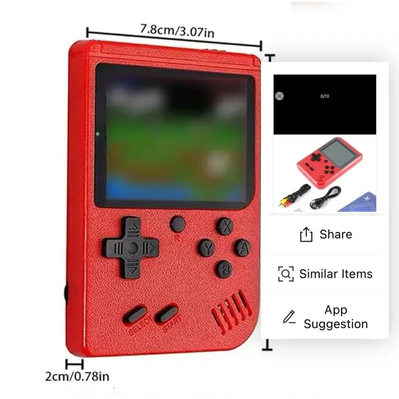 A Red Retro Classic Games Children's Handheld Small Game Console With 400 Game Charging Can Be Connected To The TV