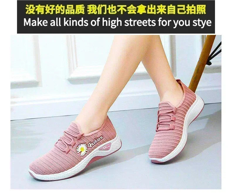 women's light running shoes,Adult sneakers,  net shoes, comfortable soft soled sneakers, women's breathable casual single shoes