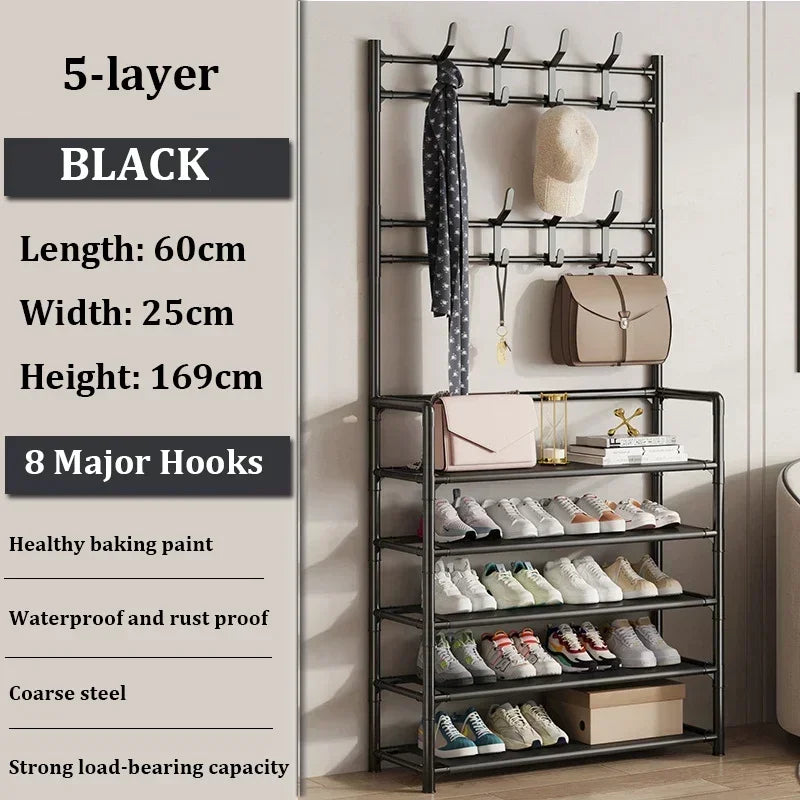 Clothes Hat Hangers Shoe Rack Multi-ayer Shoe Rack Simple Floor Shoes and Hat Racks Load-bearing Living Room Organizer Shelf