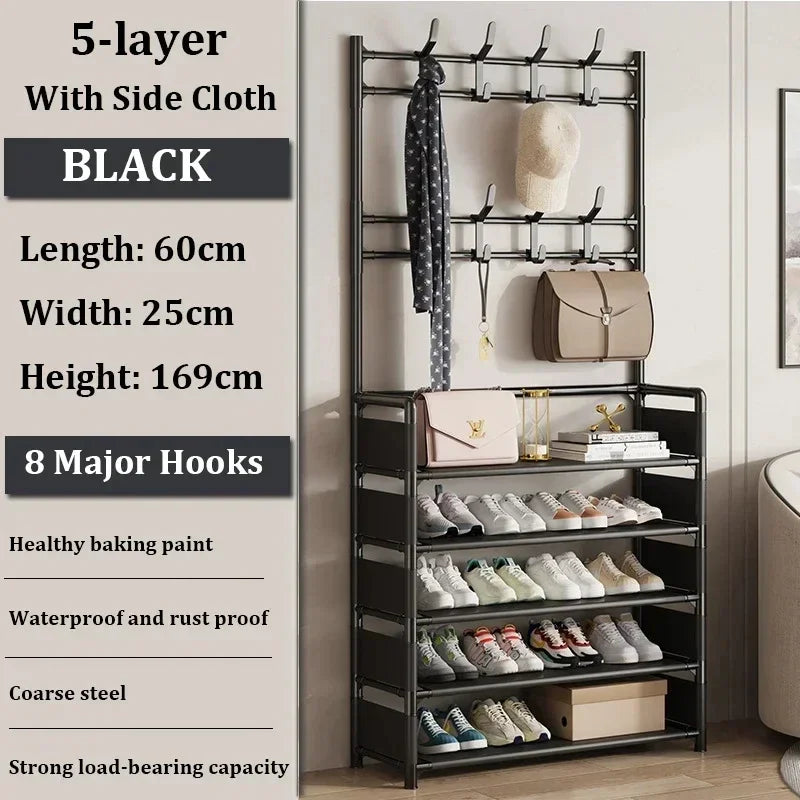 Clothes Hat Hangers Shoe Rack Multi-ayer Shoe Rack Simple Floor Shoes and Hat Racks Load-bearing Living Room Organizer Shelf