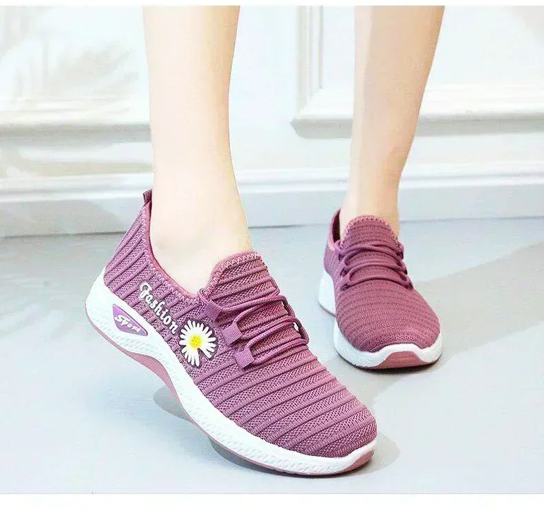 women's light running shoes,Adult sneakers,  net shoes, comfortable soft soled sneakers, women's breathable casual single shoes