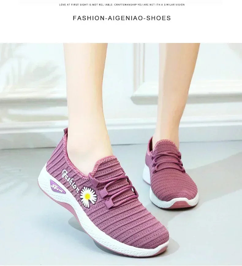 women's light running shoes,Adult sneakers,  net shoes, comfortable soft soled sneakers, women's breathable casual single shoes