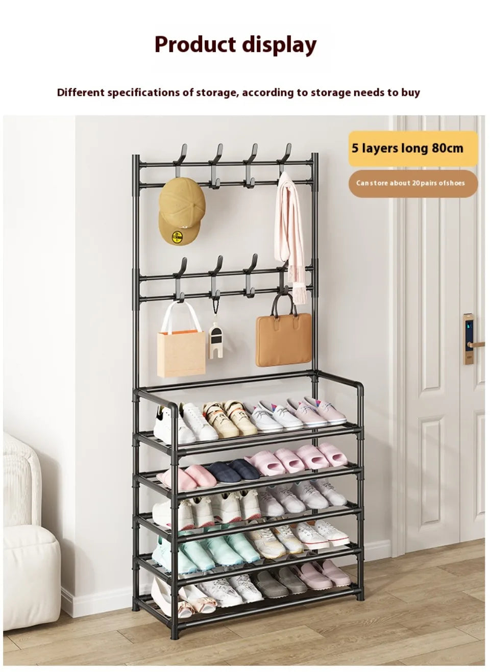 Clothes Hat Hangers Shoe Rack Multi-ayer Shoe Rack Simple Floor Shoes and Hat Racks Load-bearing Living Room Organizer Shelf