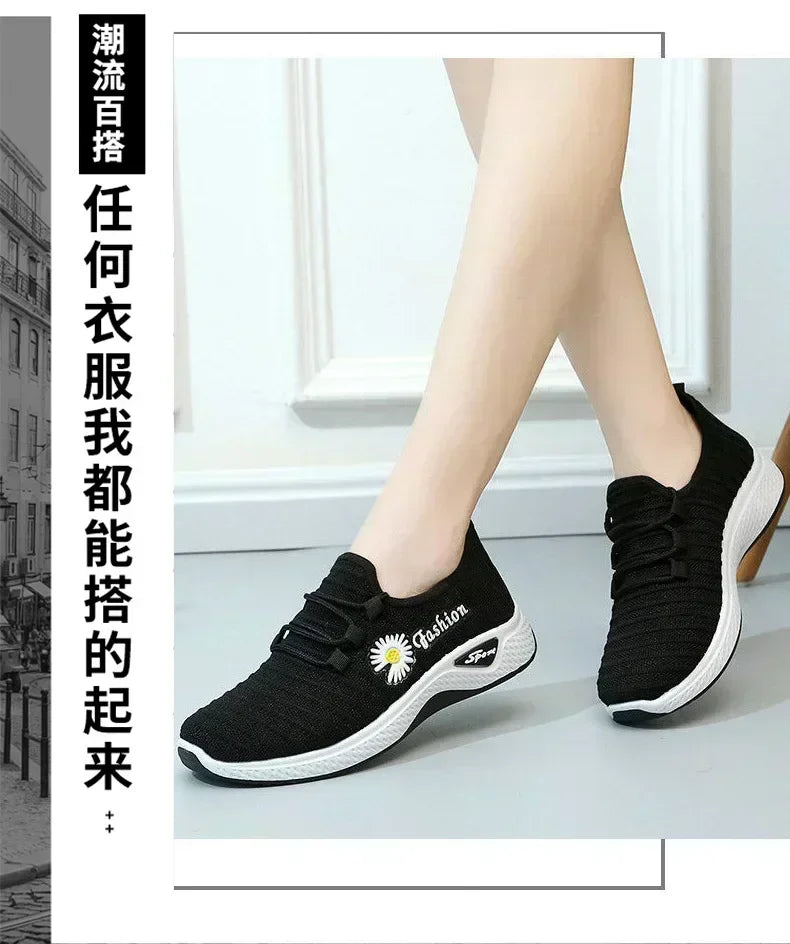 women's light running shoes,Adult sneakers,  net shoes, comfortable soft soled sneakers, women's breathable casual single shoes