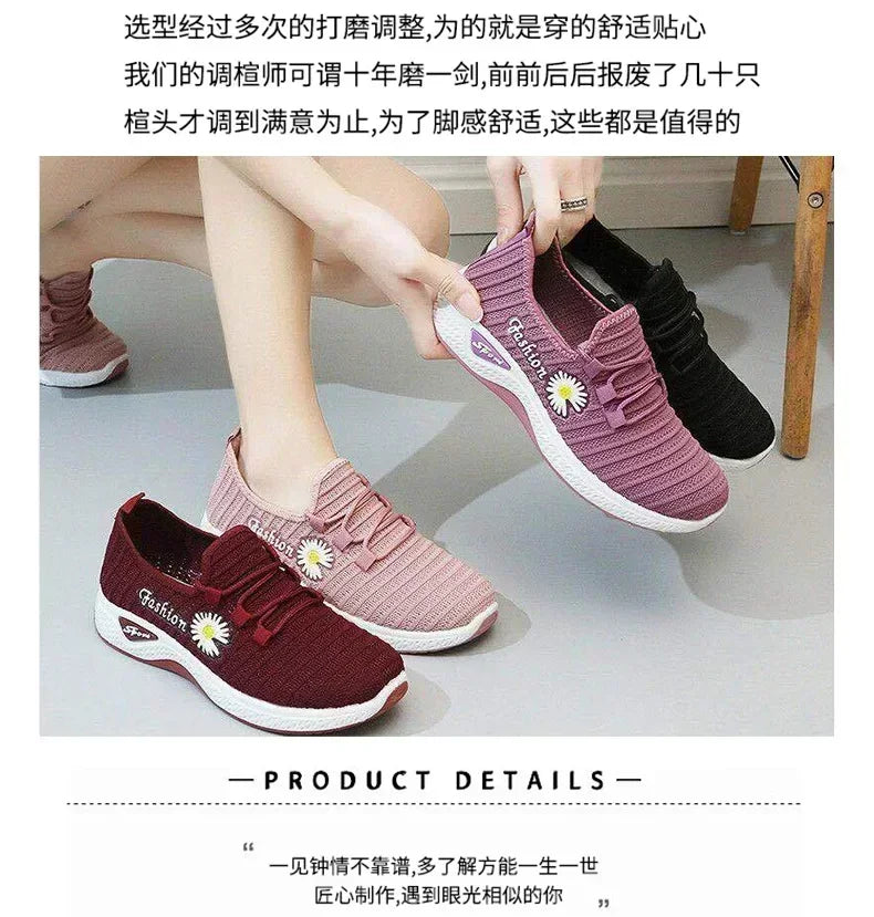 women's light running shoes,Adult sneakers,  net shoes, comfortable soft soled sneakers, women's breathable casual single shoes