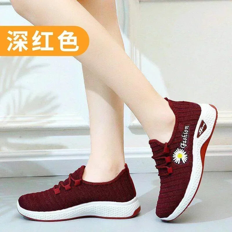 women's light running shoes,Adult sneakers,  net shoes, comfortable soft soled sneakers, women's breathable casual single shoes