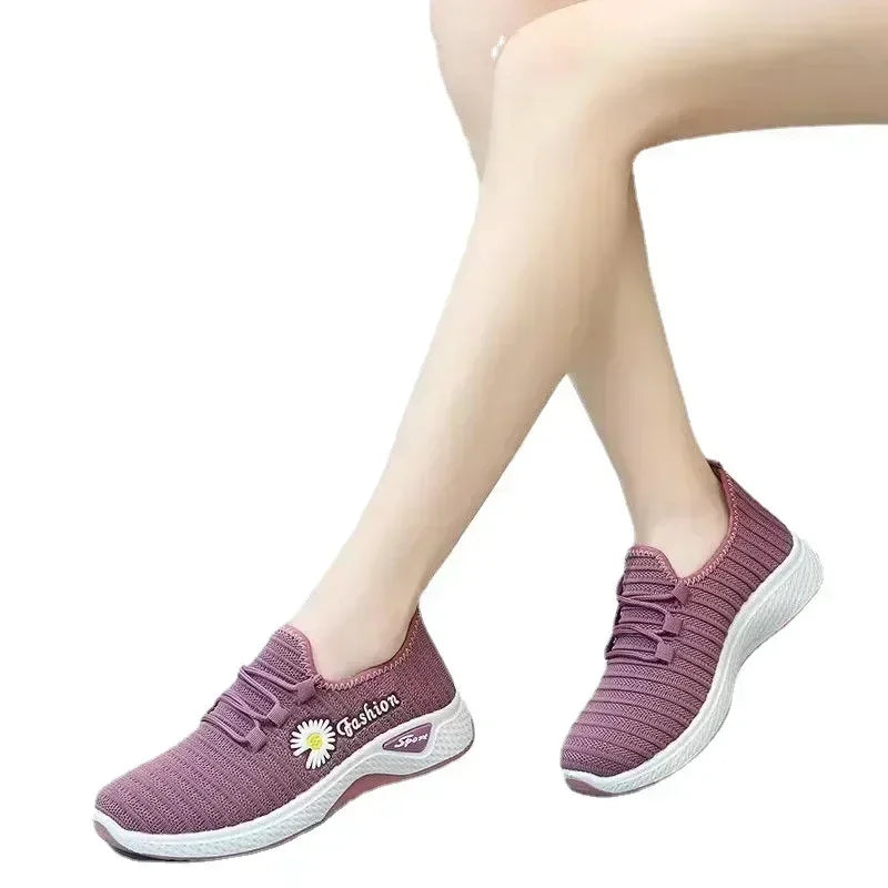 women's light running shoes,Adult sneakers,  net shoes, comfortable soft soled sneakers, women's breathable casual single shoes