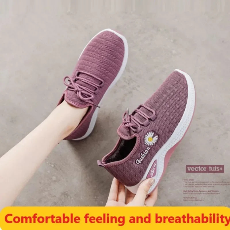 women's light running shoes,Adult sneakers,  net shoes, comfortable soft soled sneakers, women's breathable casual single shoes