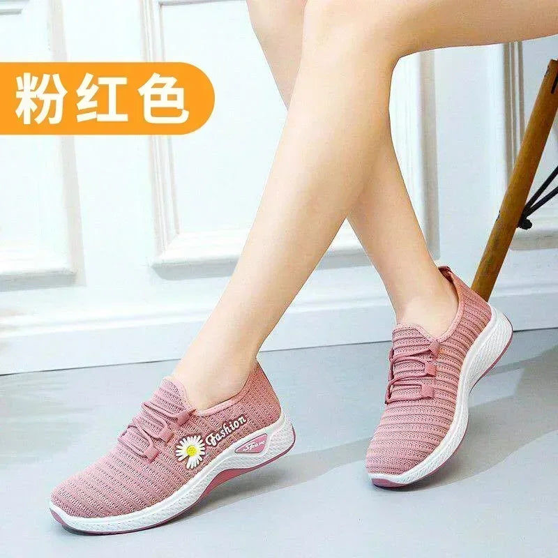 women's light running shoes,Adult sneakers,  net shoes, comfortable soft soled sneakers, women's breathable casual single shoes